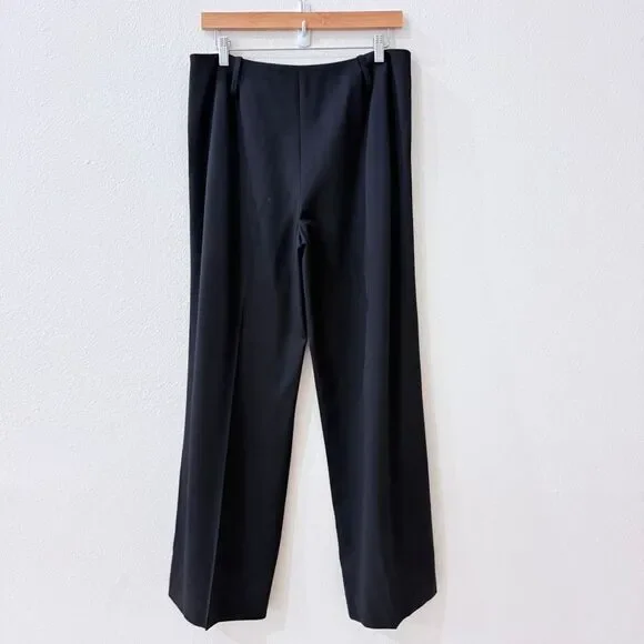 LAFAYETTE 148 Black Stretch Wool Pleated Wide-Leg Dress Pants Trousers 8 Wyatt - Picture 4 of 11
